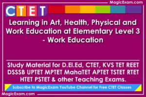 learning in art health physical and work education at elementary level 3 work education study material for deled ctet cdp pedagogy teaching exams magicexam